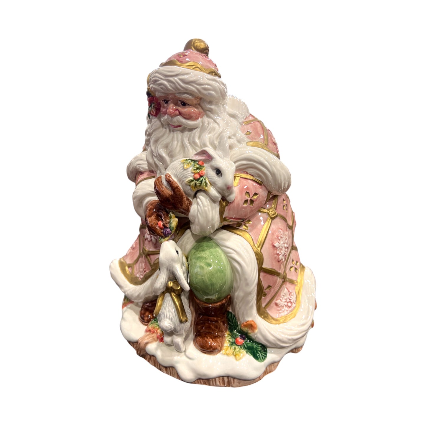 Fitz & Floyd - Christmas - Santa Claus Snowy Woods Cookie Jar - 11"