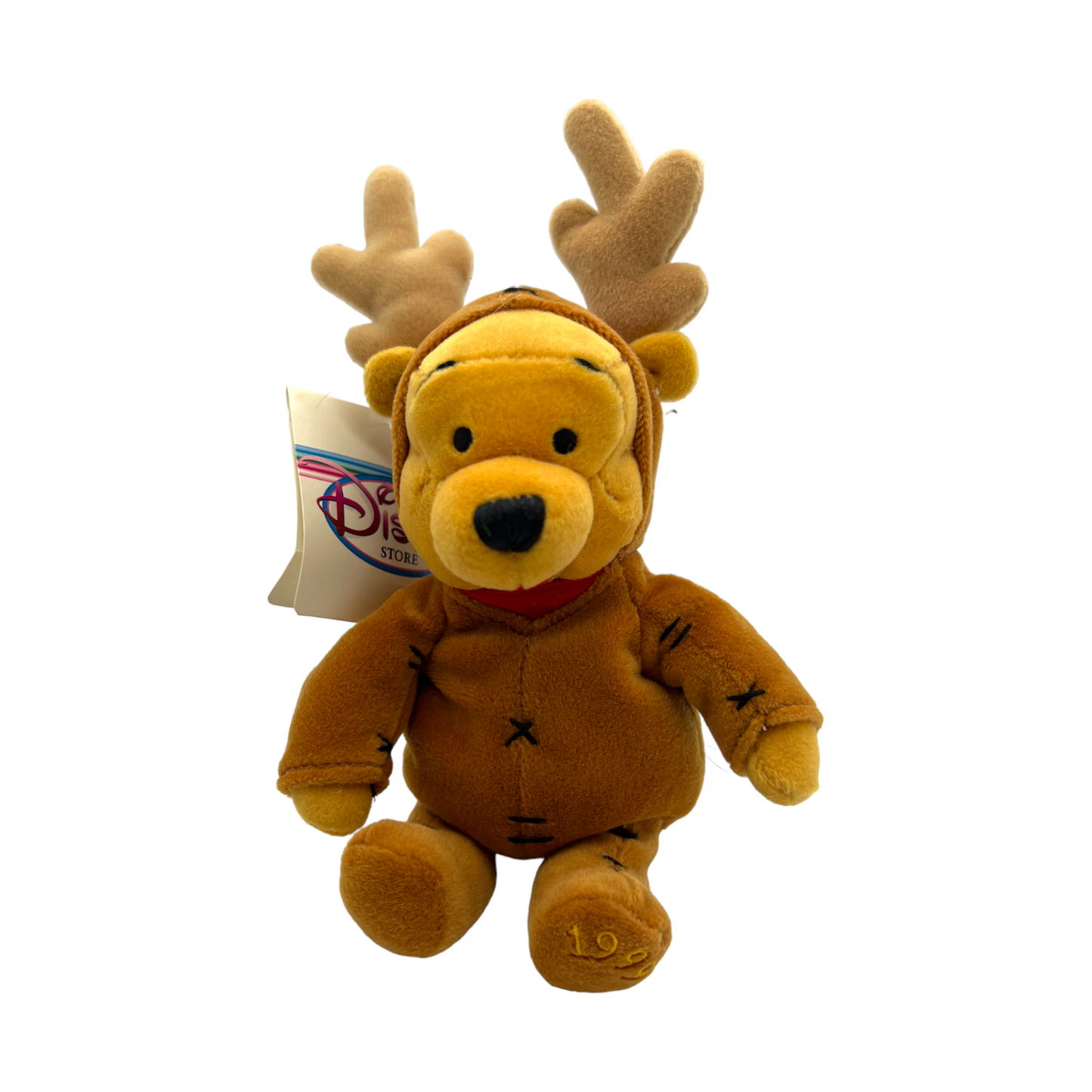 Disney Store - Reindeer Pooh Mini Bean Bag - With Tag - 8"
