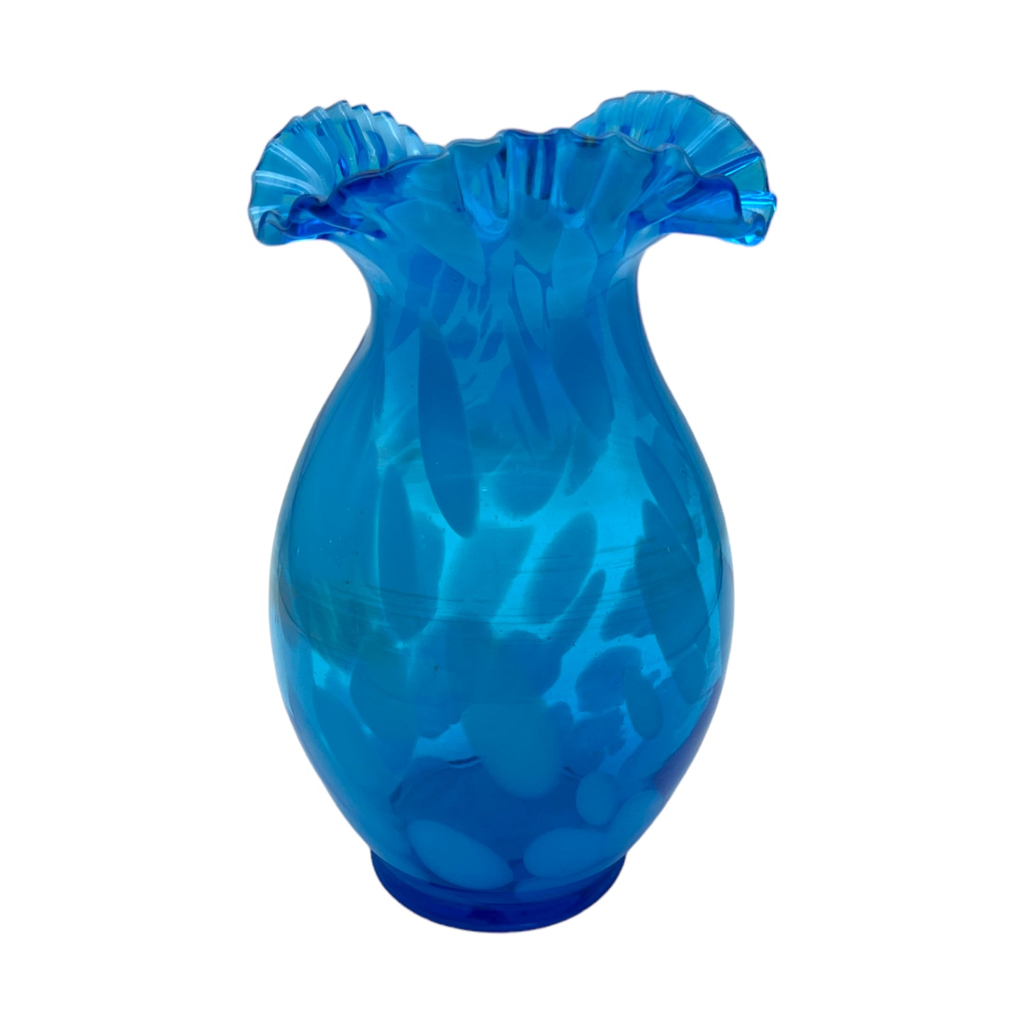 Splatterwave - Handcrafted Blue & White Optic Blown Glass Vase (9")