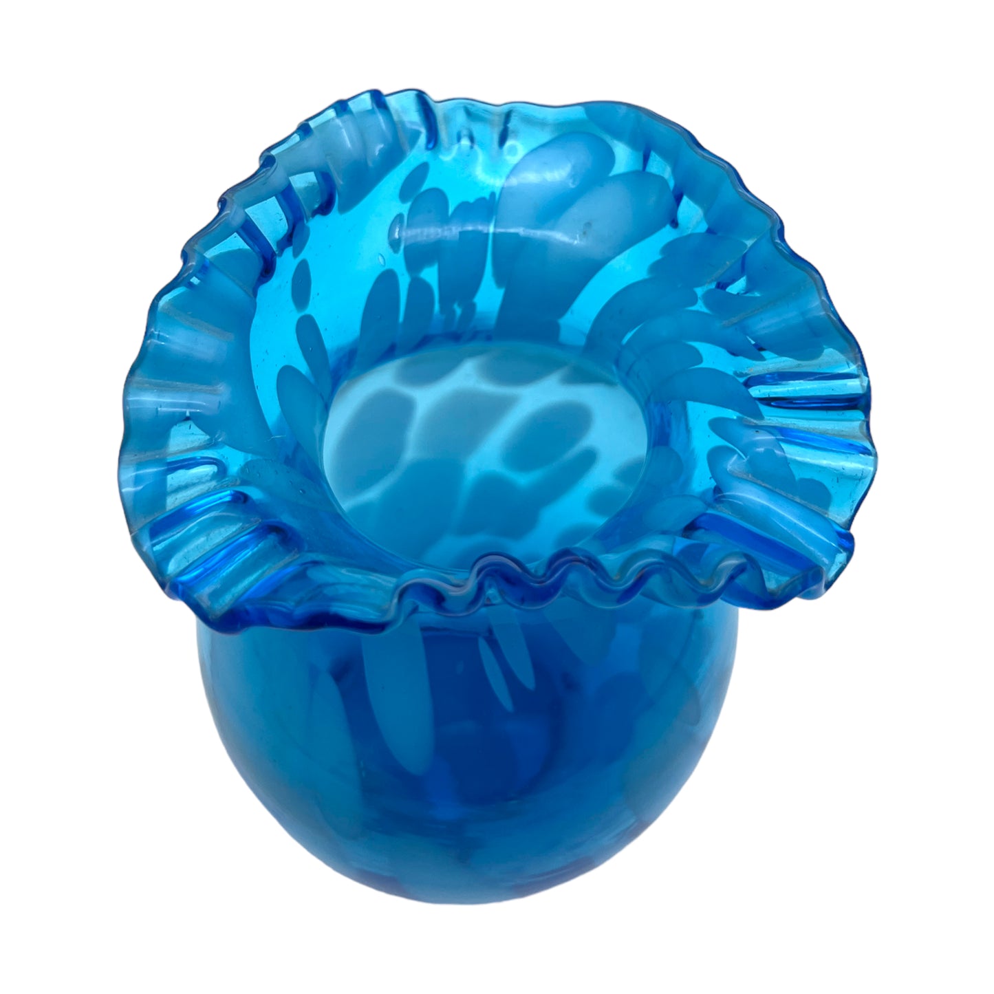 Splatterwave - Handcrafted Blue & White Optic Blown Glass Vase (9")