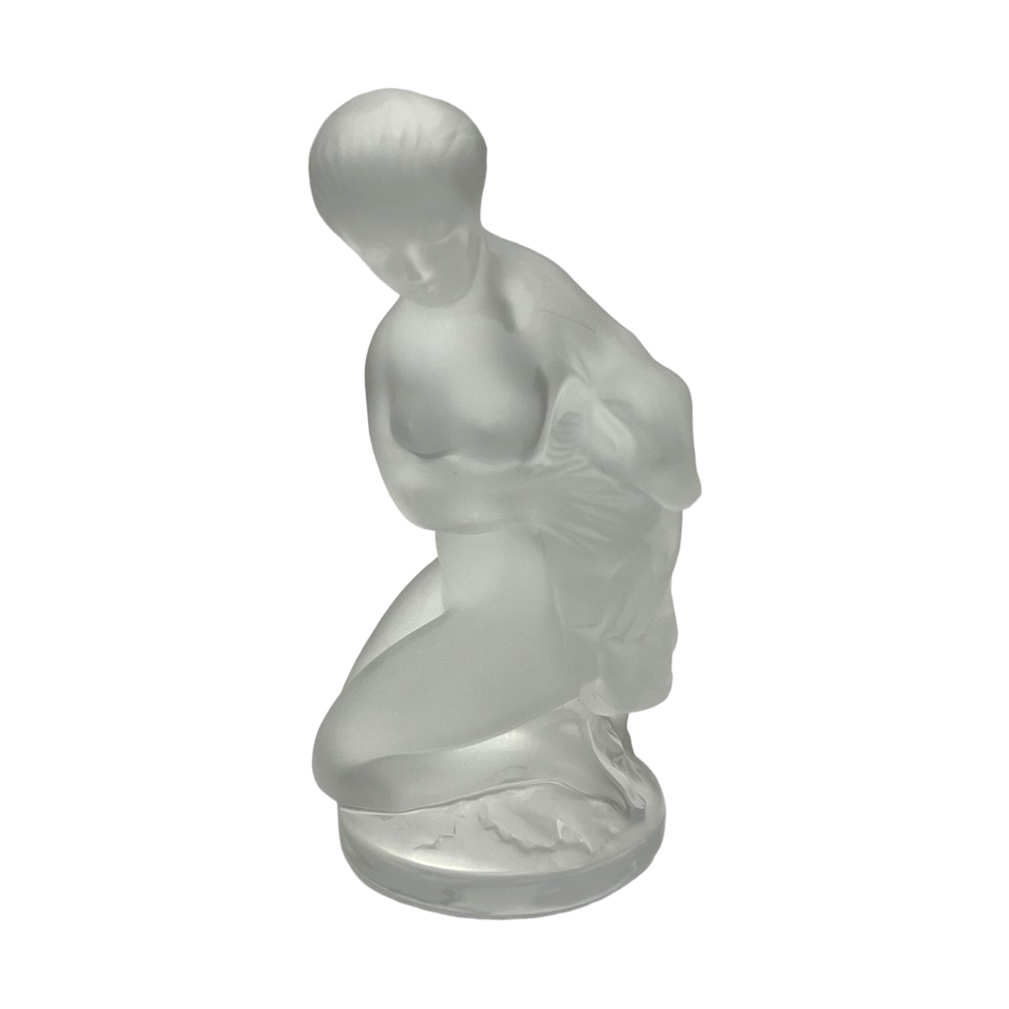 Lalique Crystal - Diane Kneeling With Fawn - Signed Lalique France - 4.5"