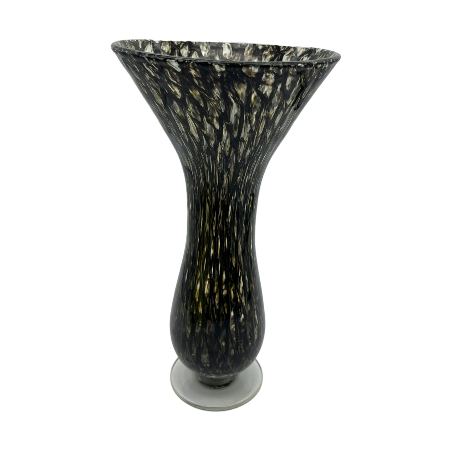Enchanting Black & Grey Blown Glass Vase - 11.5"