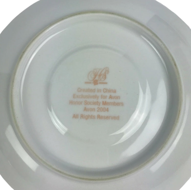 Avon - Honor Society - 2004 Commemorative Mrs. Albee Honor Society Tea Cup & Saucer Set with Stand - NWB - 6"