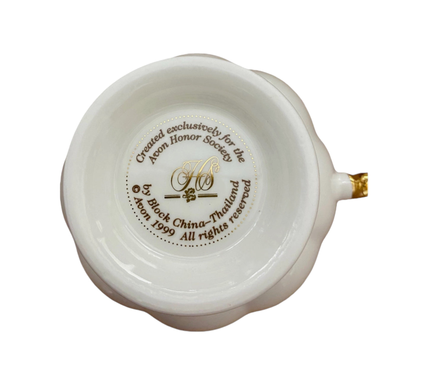 Avon - Honor Society - 1999 Commemorative Mrs. Albee Honor Society Tea Cup & Saucer Set with Stand - NWB - 6"