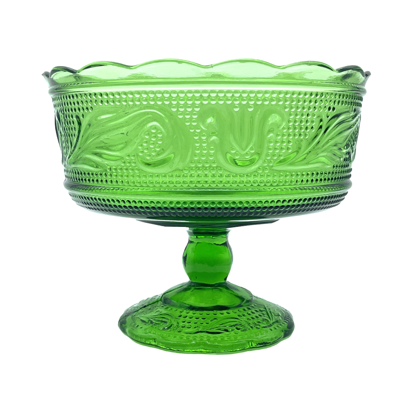 EO Brody Co - Pennsylvania Dutch Glass Compote Emerald Green - Vintage - 5.25"