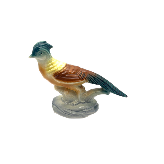 Royal Copley - Pheasant On Tree Stump Figurine - Vintage - 4"