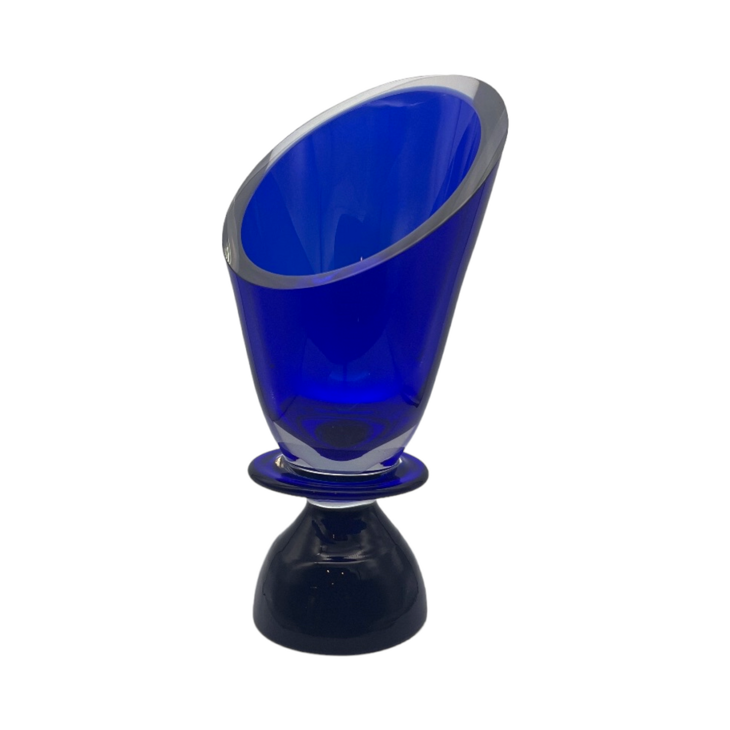 Ethereal Azure - Handcrafted Cobalt Blue Vase with Golden Shimmer - Signed - 12"