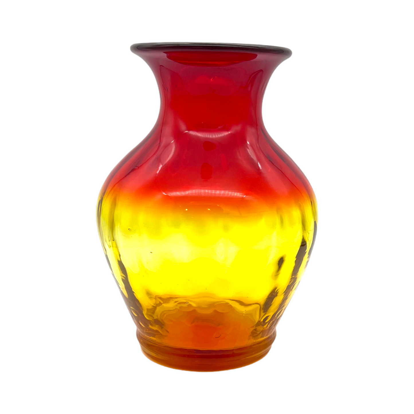 Amberina - Inverted Coin Glass Vase - Glows - Vintage - Large - 8"