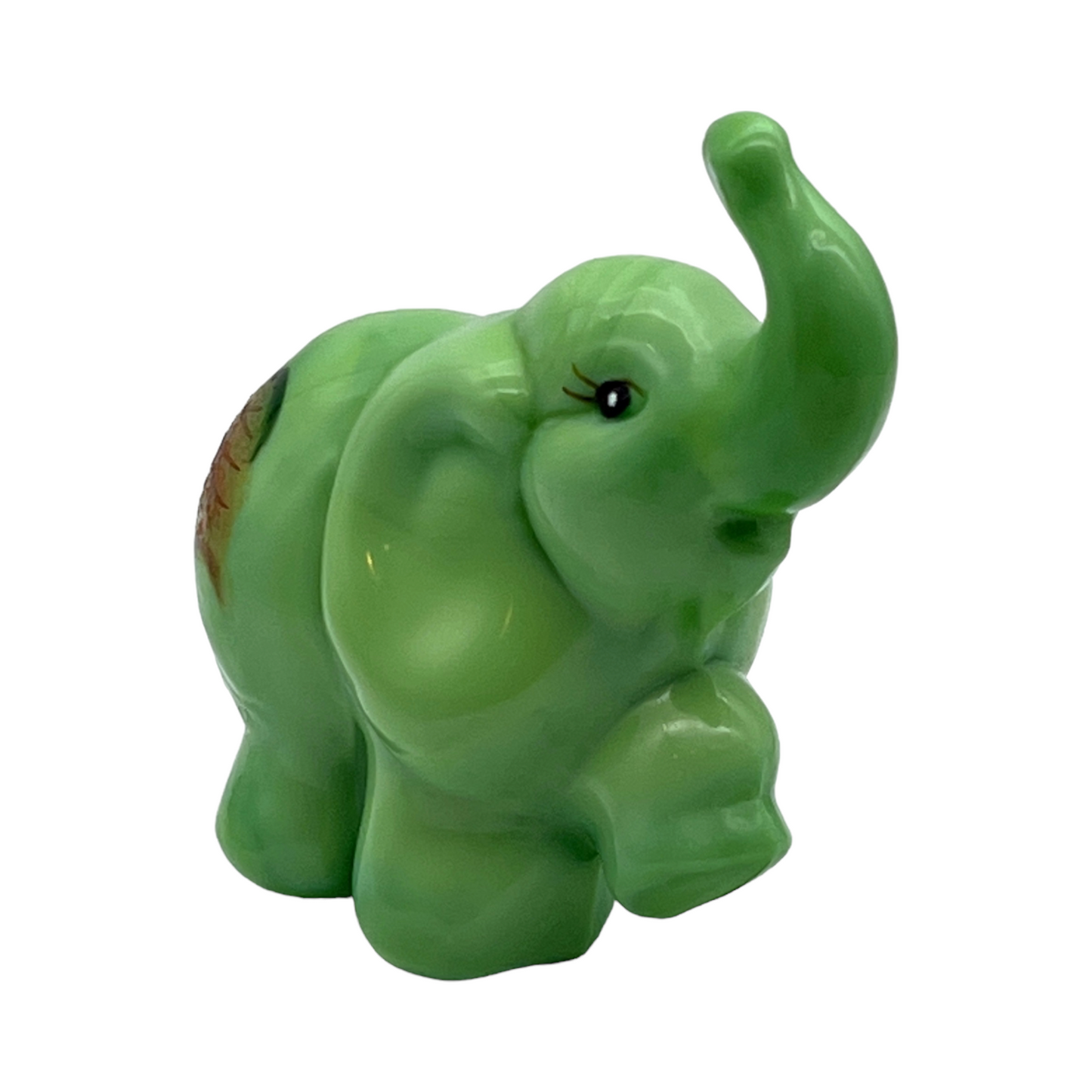 Fenton Art Glass - Elephant Chameleon Green - Hand Painted & Signed