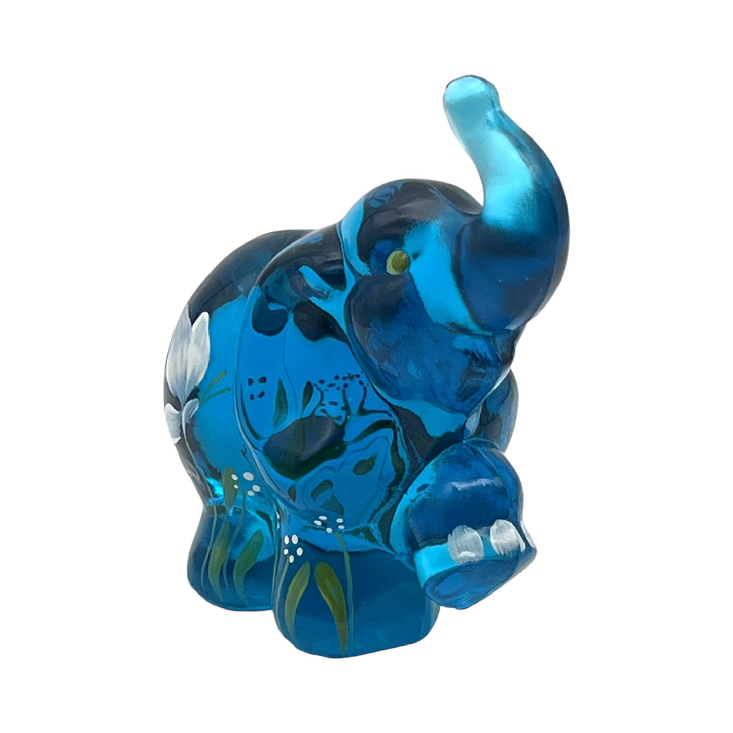 Fenton Art Glass - Elephant Turquoise  - Hand Painted & Signed
