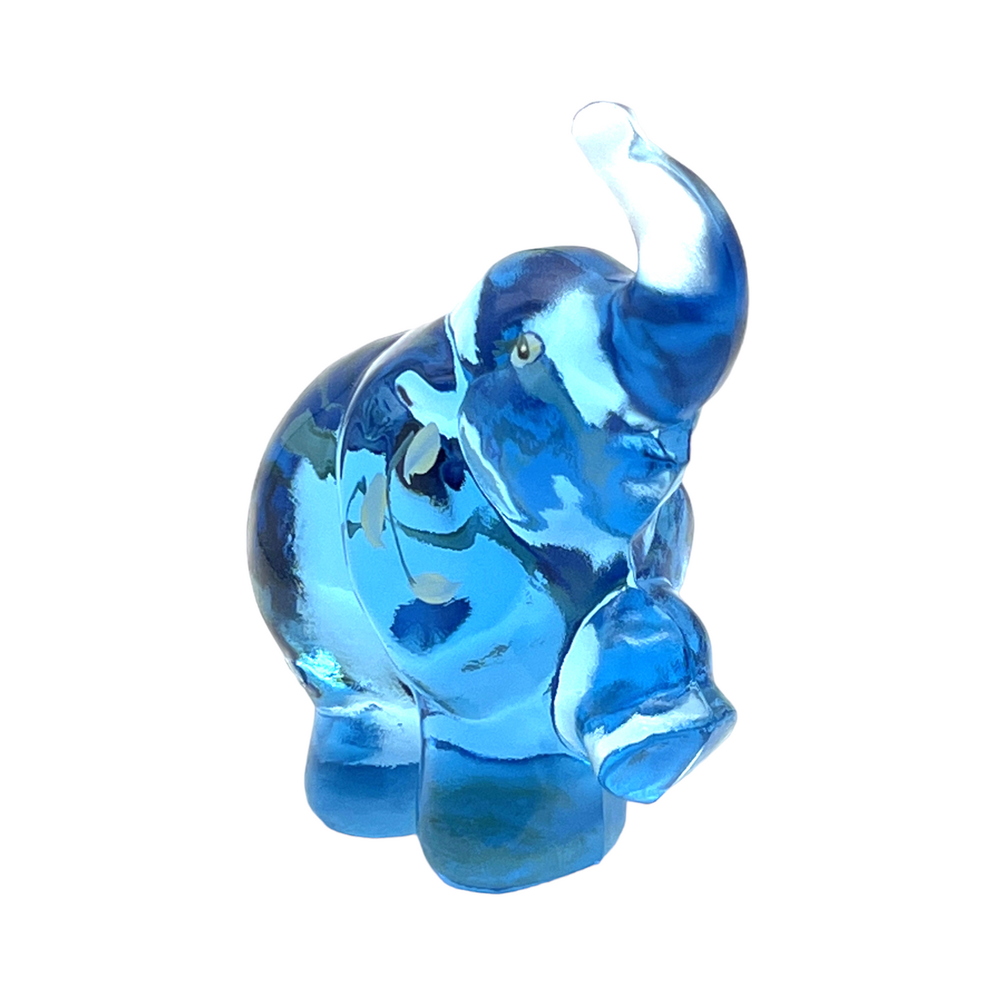 Fenton Art Glass - Elephant Indigo Blue - Hand Painted & Signed