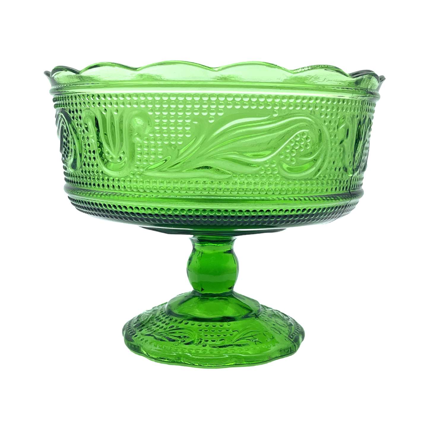 EO Brody Co - Pennsylvania Dutch Glass Compote Emerald Green - Vintage - 5.25"