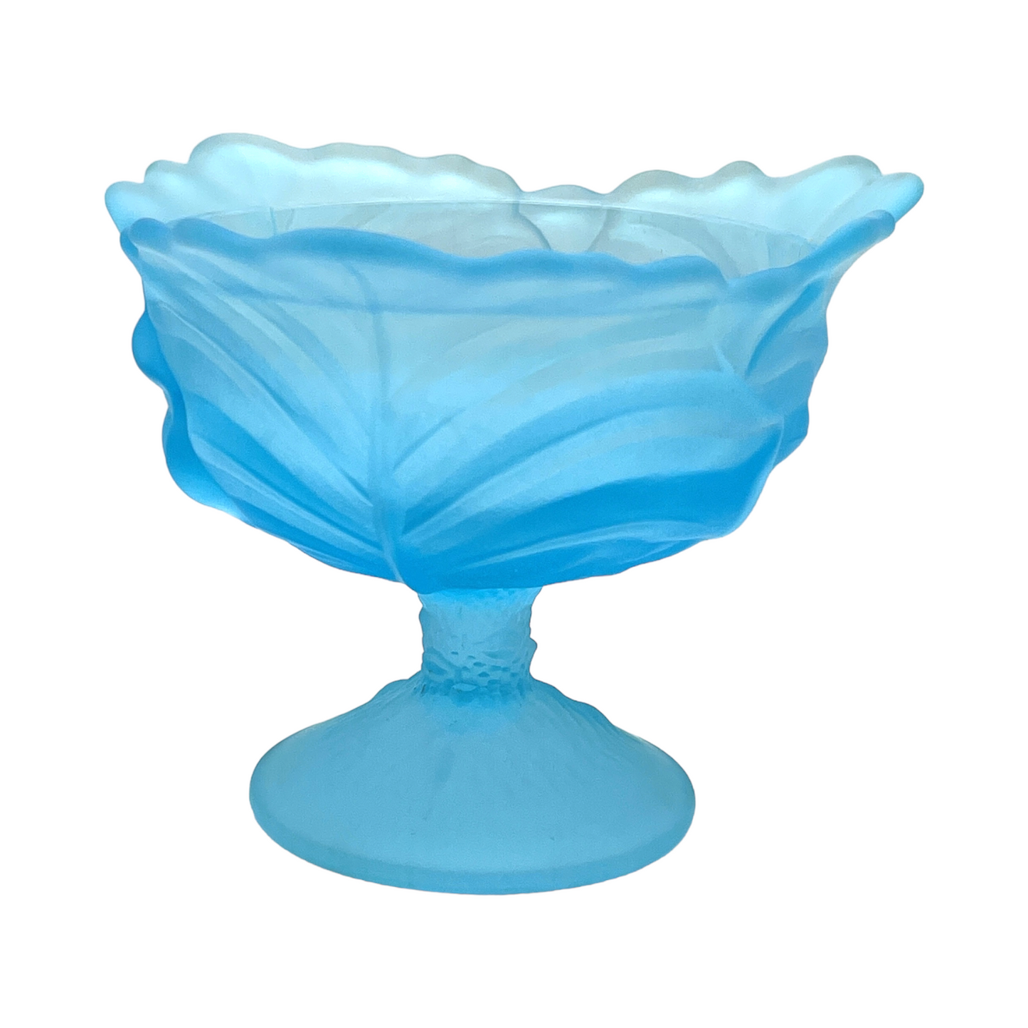 Viking Art Glass -  Blue Satin Glass Leaf - Without Lid  - 5"