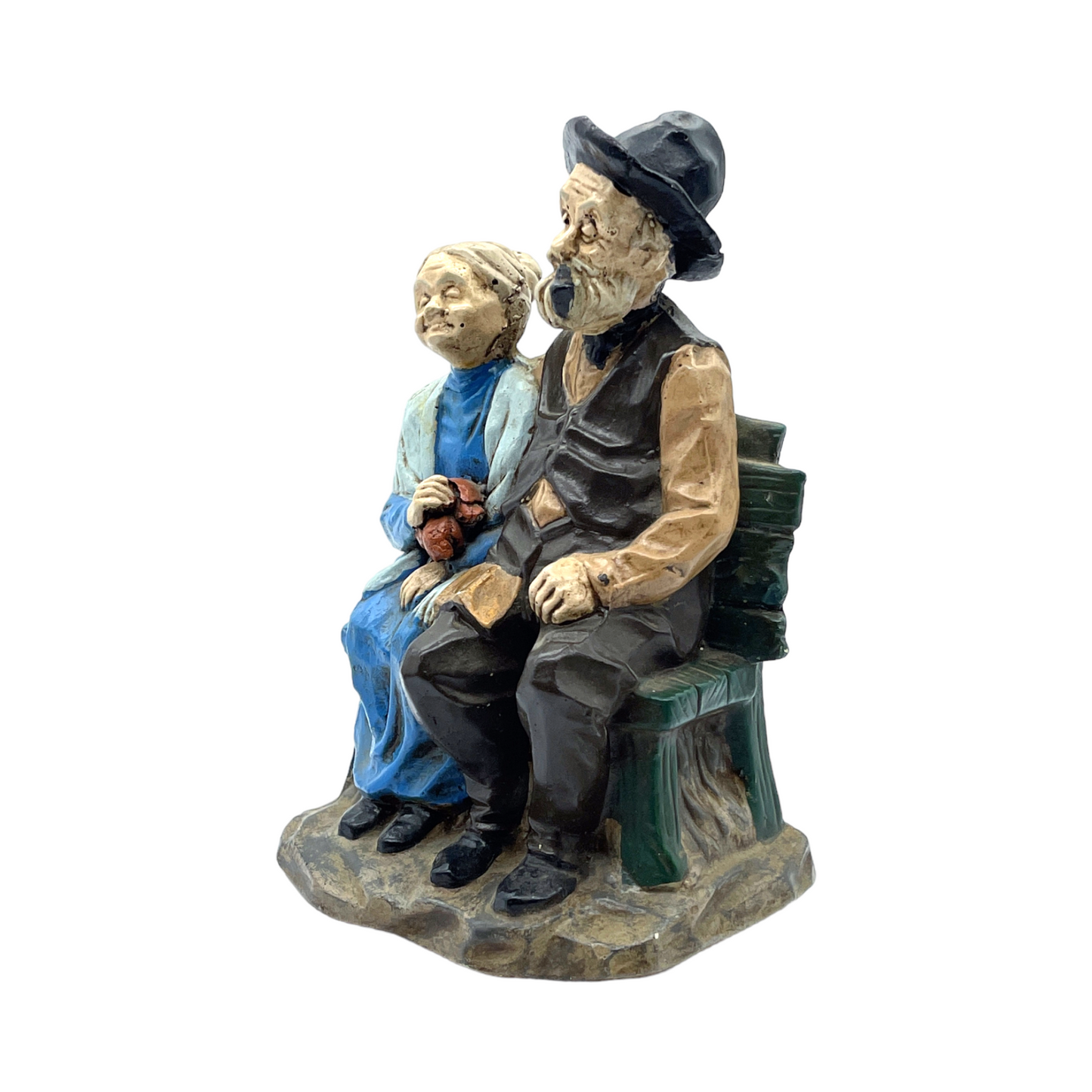 Ceramic Figurine - Elderly Couple On A Bench