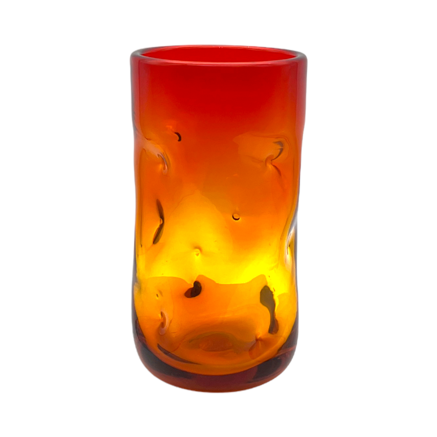 Blenko Amberina - 16 Oz Flat Tumbler - Vintage - Glows - 4.5"