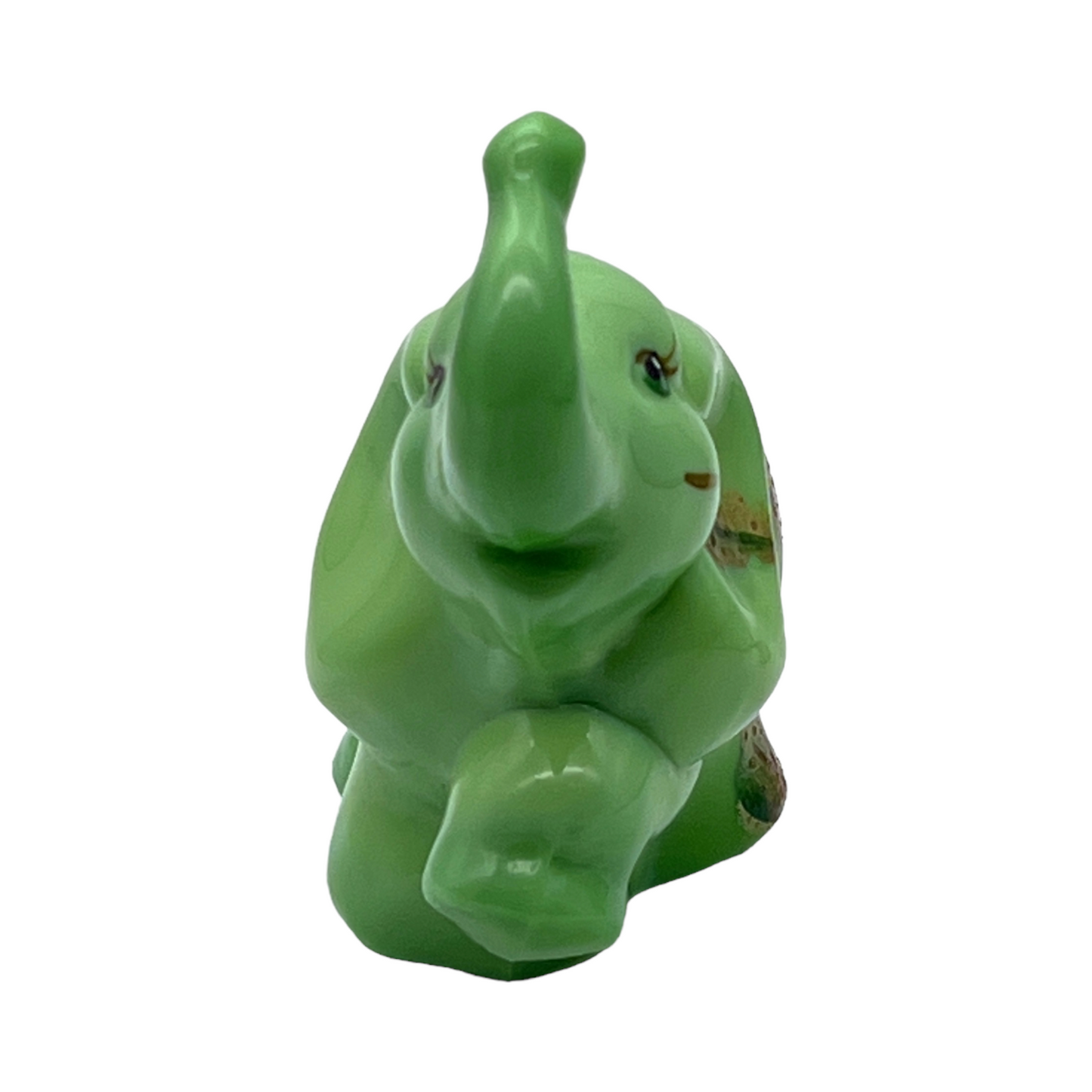 Fenton Art Glass - Elephant Chameleon Green - Hand Painted & Signed