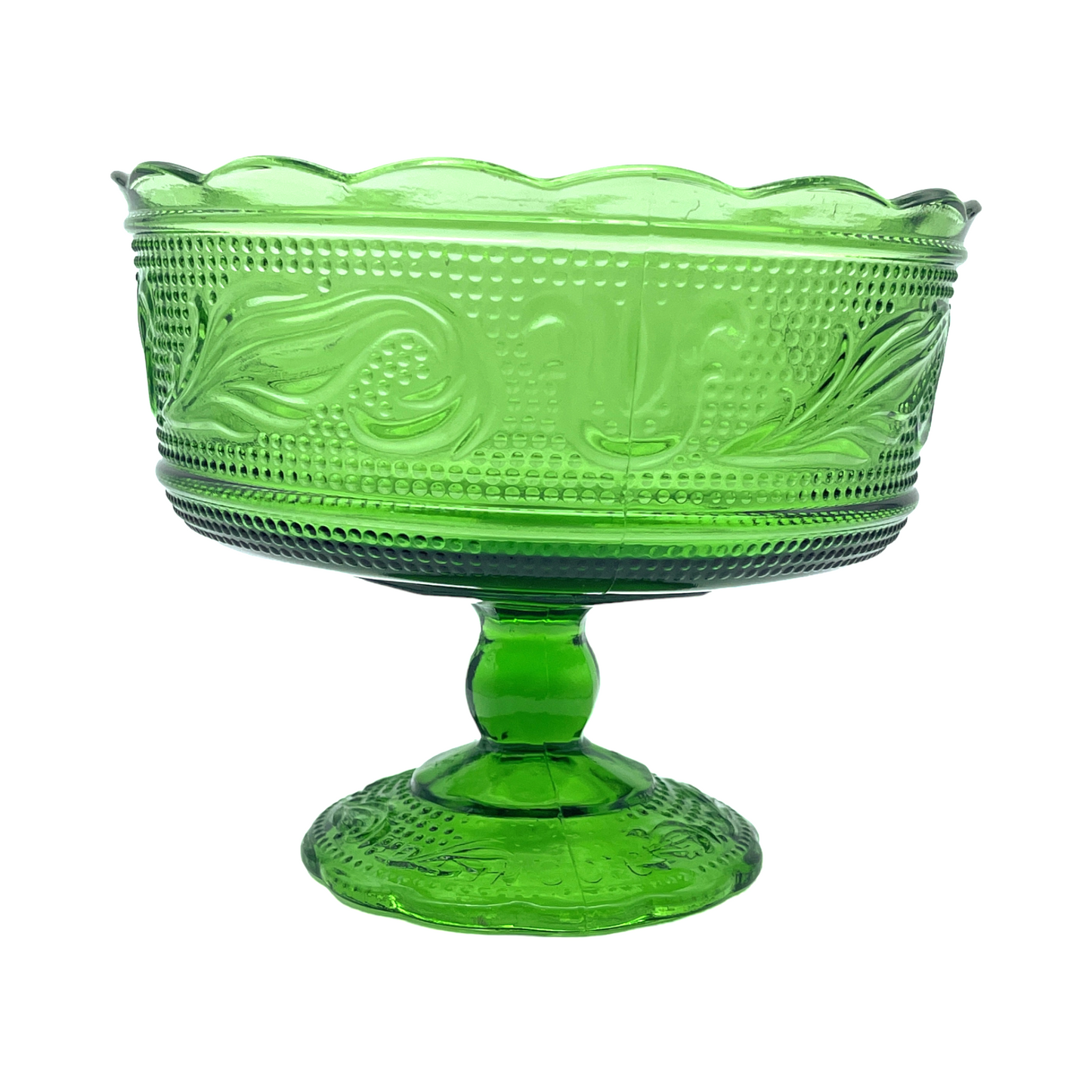 EO Brody Co - Pennsylvania Dutch Glass Compote Emerald Green - Vintage - 5.25"