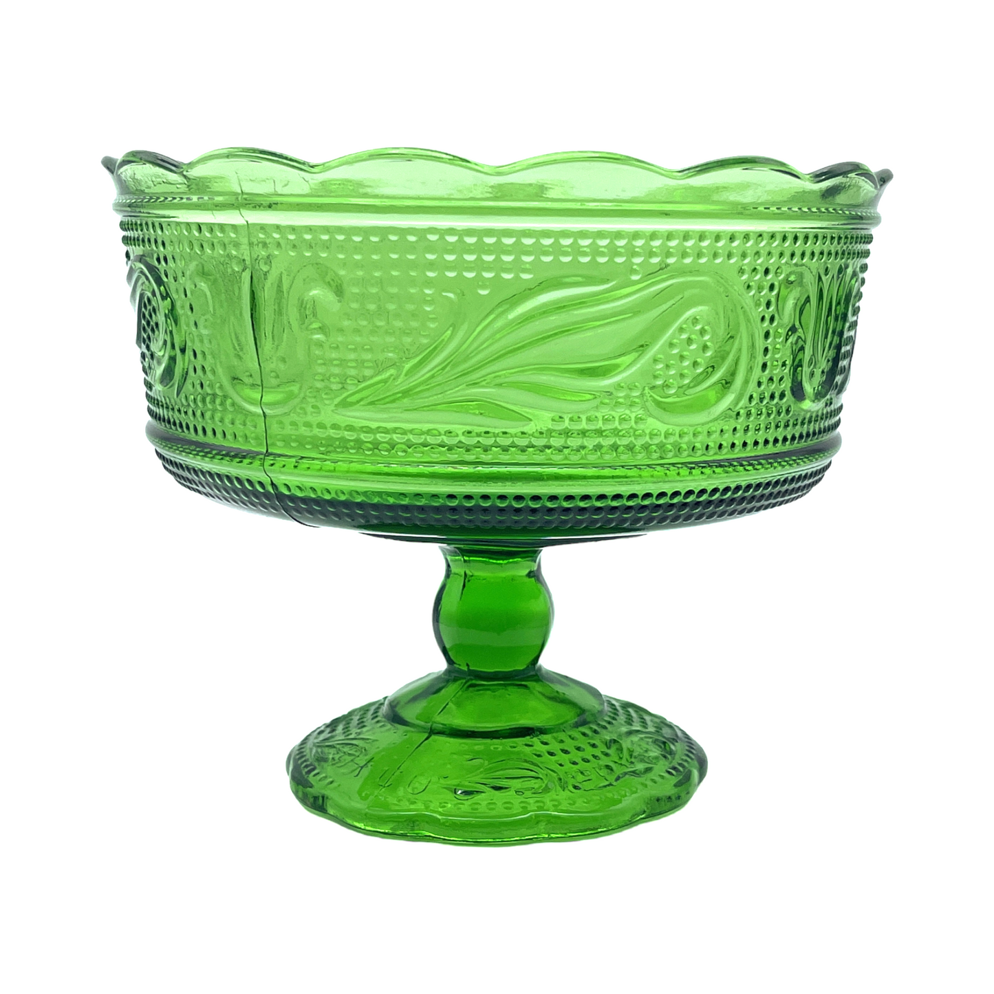 EO Brody Co - Pennsylvania Dutch Glass Compote Emerald Green - Vintage - 5.25"