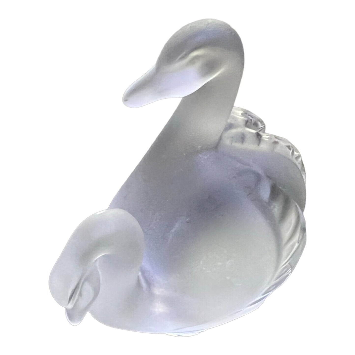Lalique Swan Figures in Clear Frosted Art Glass