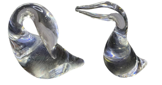 Steuben Crystal Goose & Gander Figurine, Signed