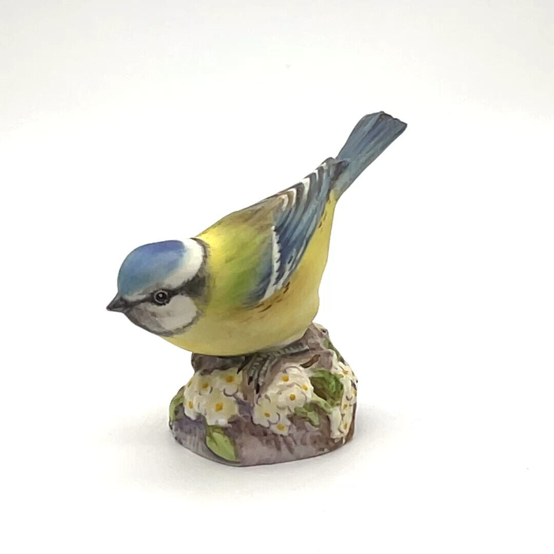 Royal Worcester - Blue Tit  On Flower - 2"