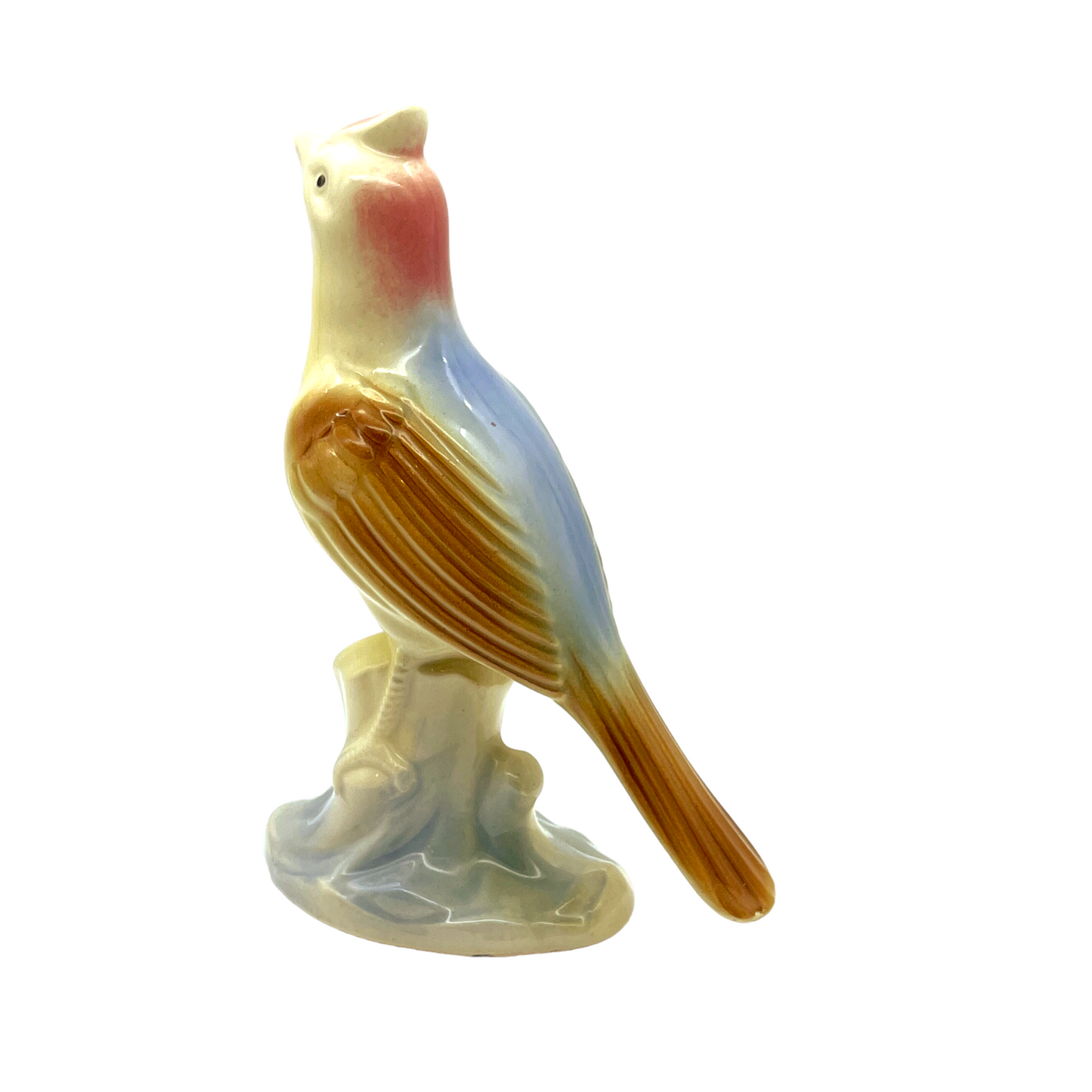 Royal Copley - Yellow Skylark On Tree Stump Figurine - Vintage - 6.5"