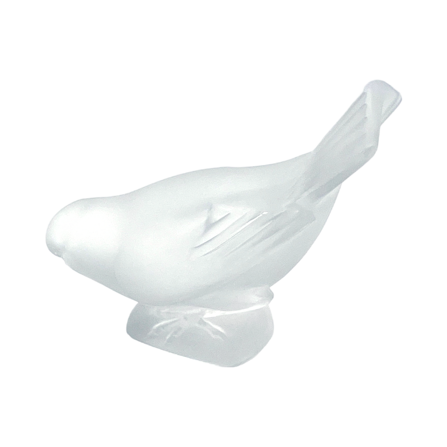 Lalique Crystal - Sparrow Head Down Figurine - Signed Lalique - 4"