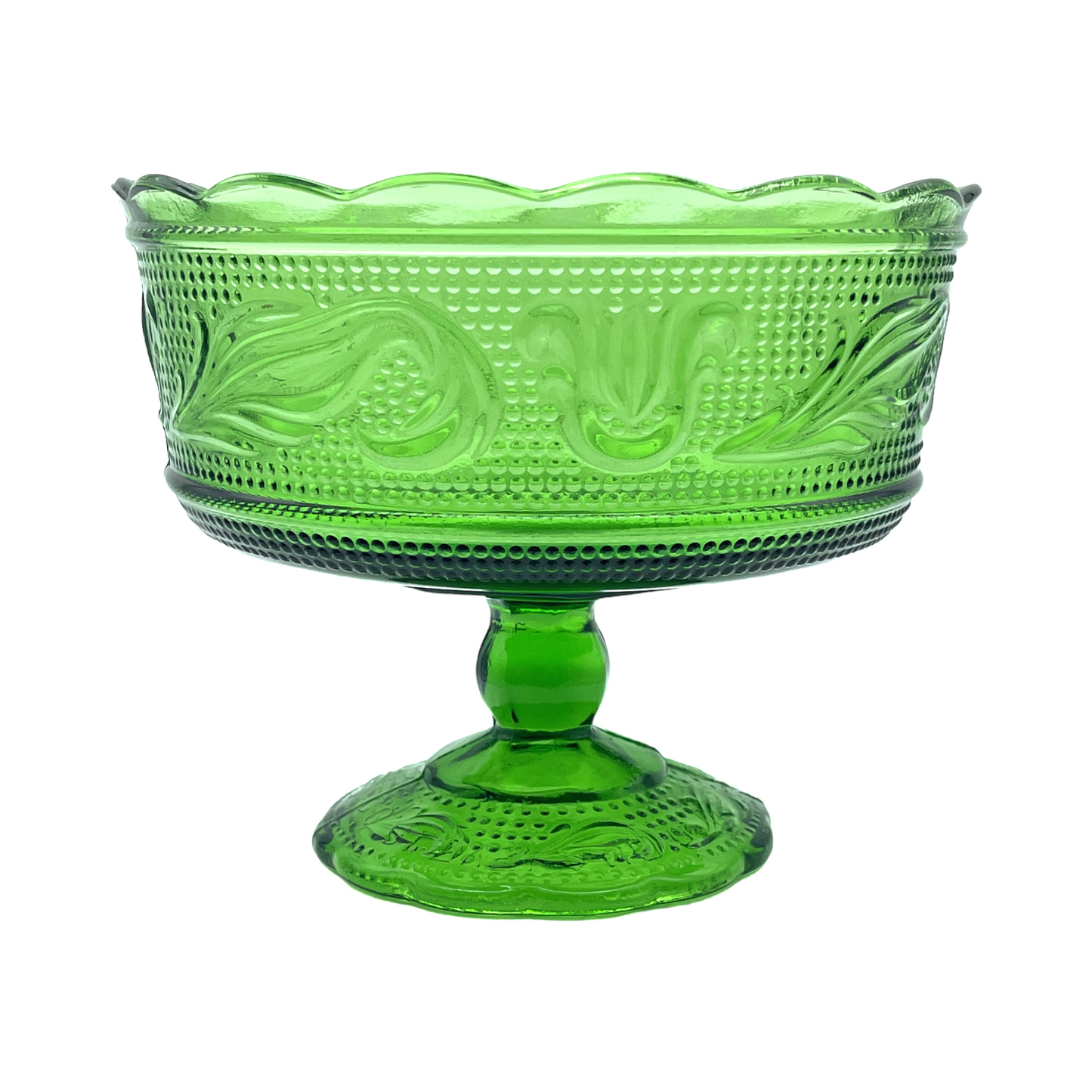 EO Brody Co - Pennsylvania Dutch Glass Compote Emerald Green - Vintage - 5.25"