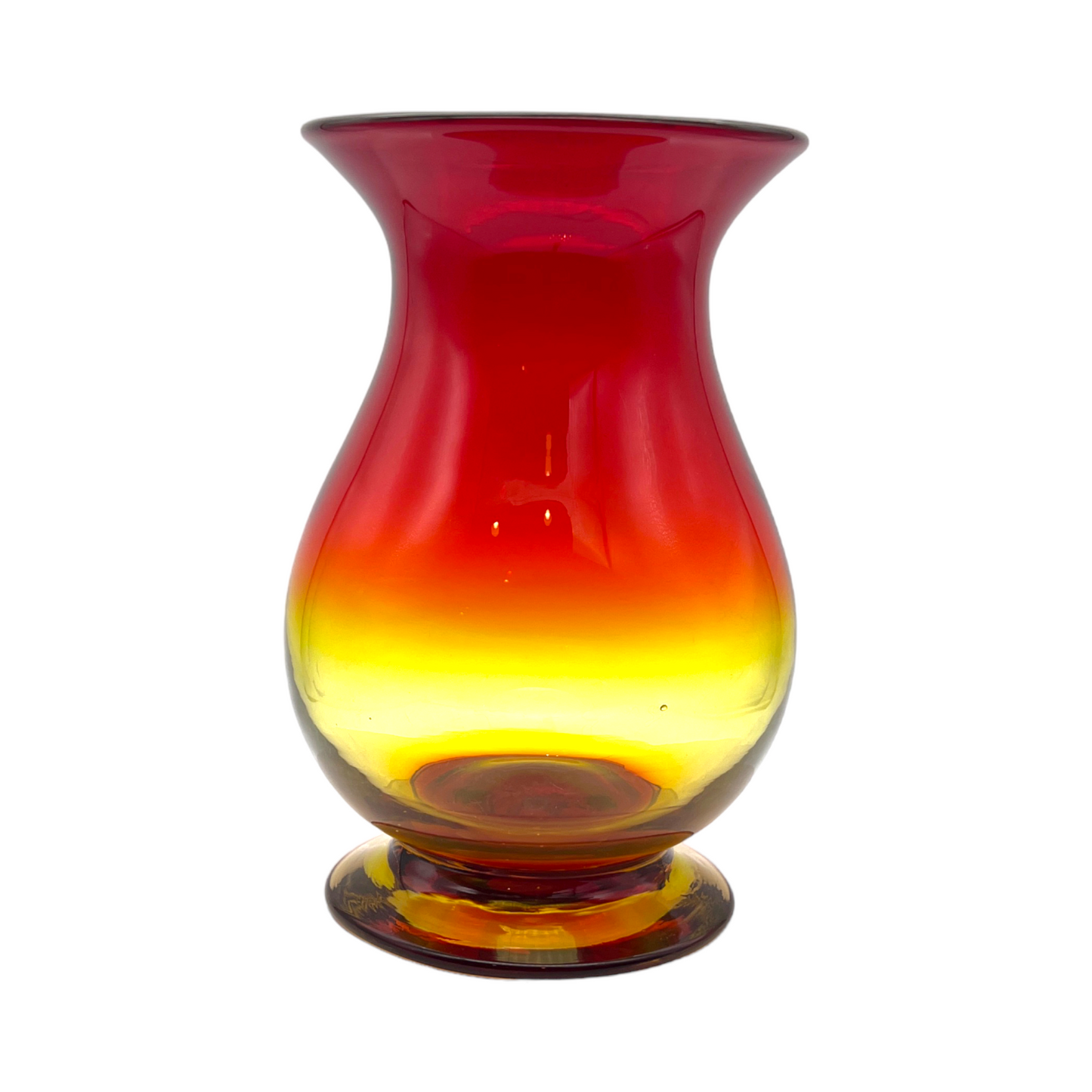 Amberina - Glass Vase With Pedestal - Glows - Vintage - Large - 8.5"