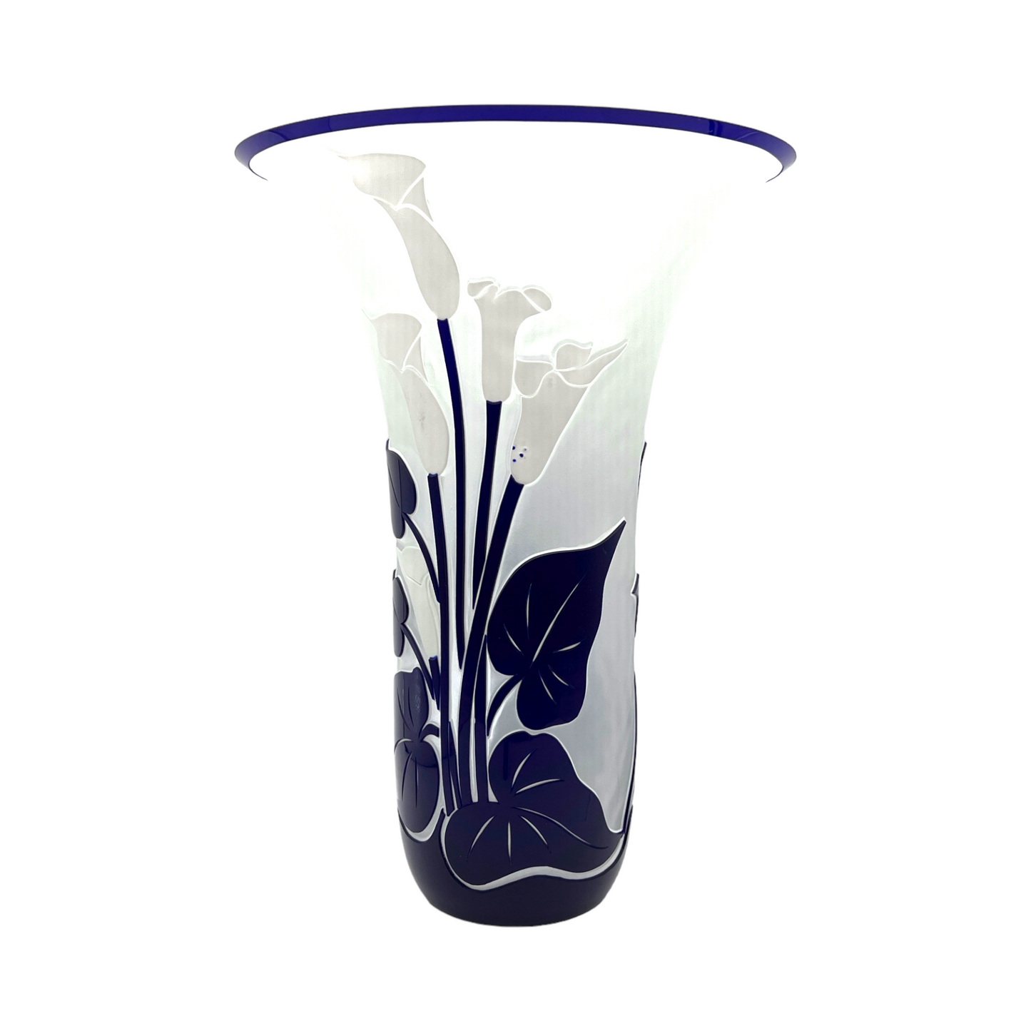 Designers Guild - Vase With Cobalt Blue Raised Flowers - Vintage - 11.5"