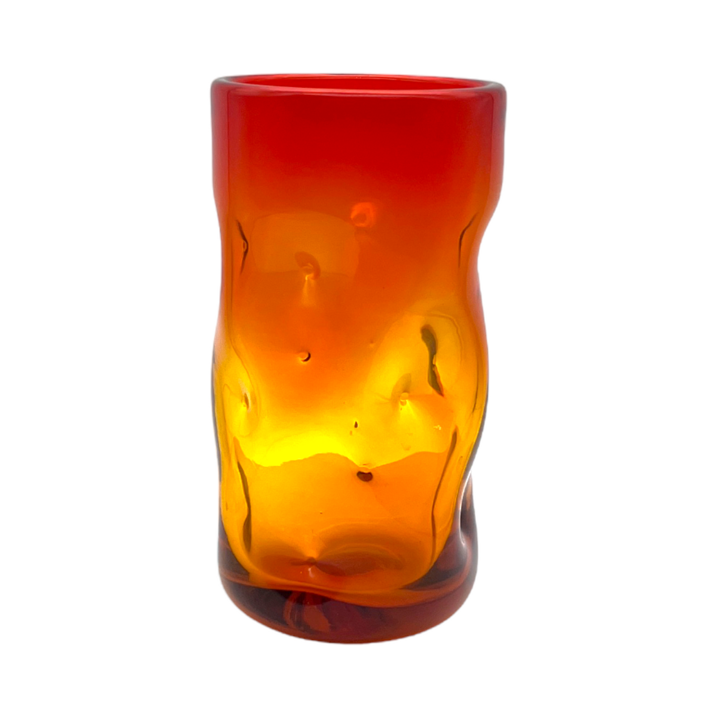 Blenko Amberina - 16 Oz Flat Tumbler - Vintage - Glows - 4.5"