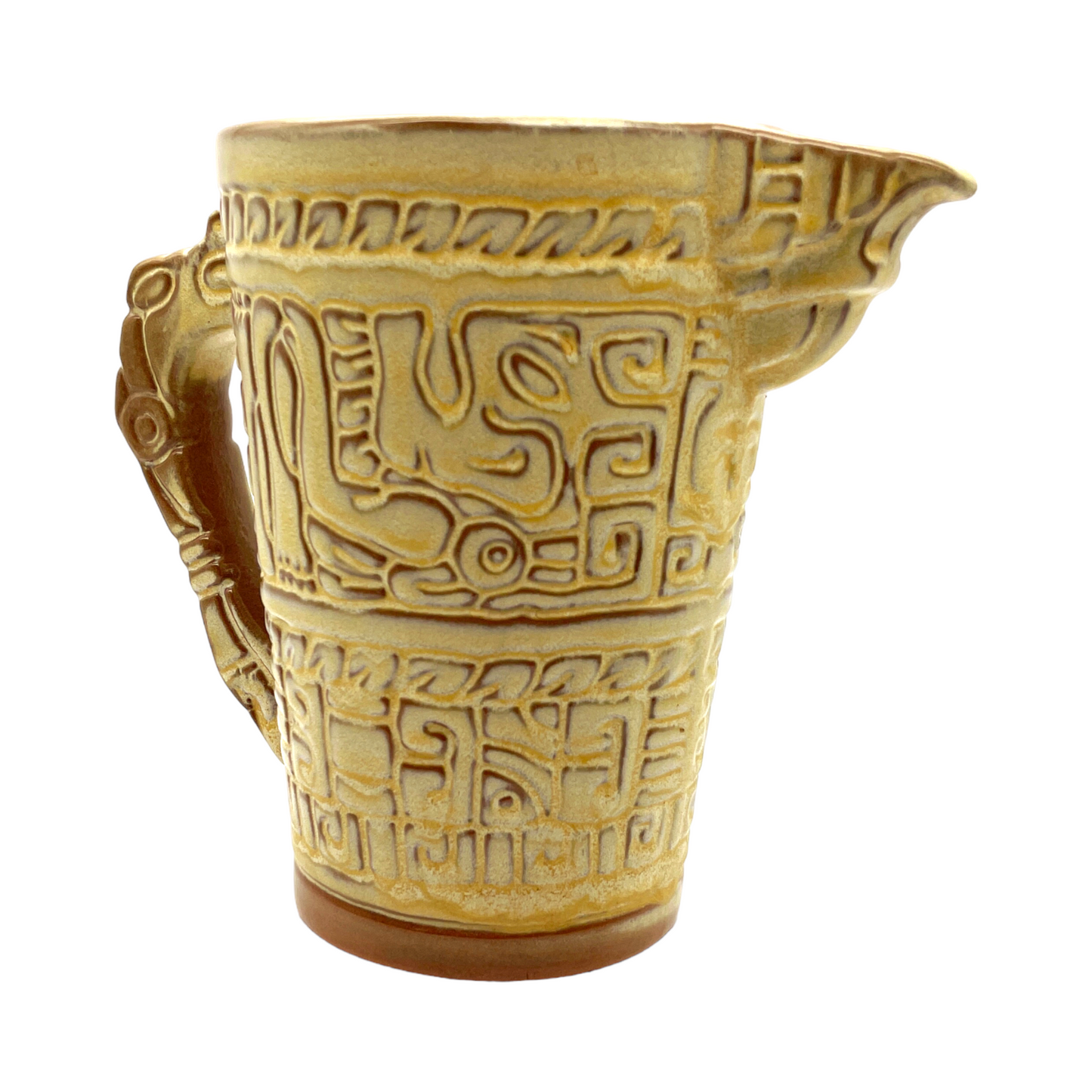 Frankoma Pottery - Aztec Pitcher With Ice Guard - Vintage - 8"
