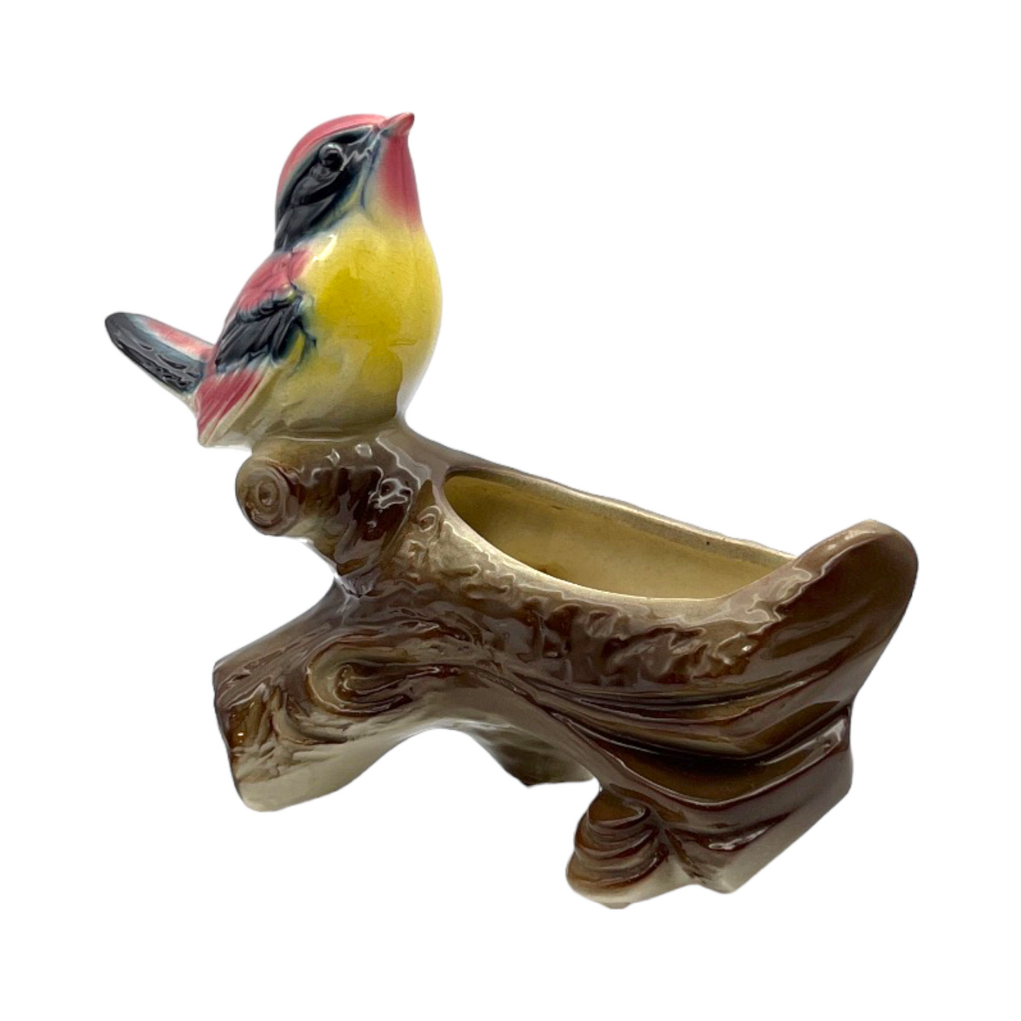 Royal Copley - Bird On Log Planter - Vintage - 6.5"