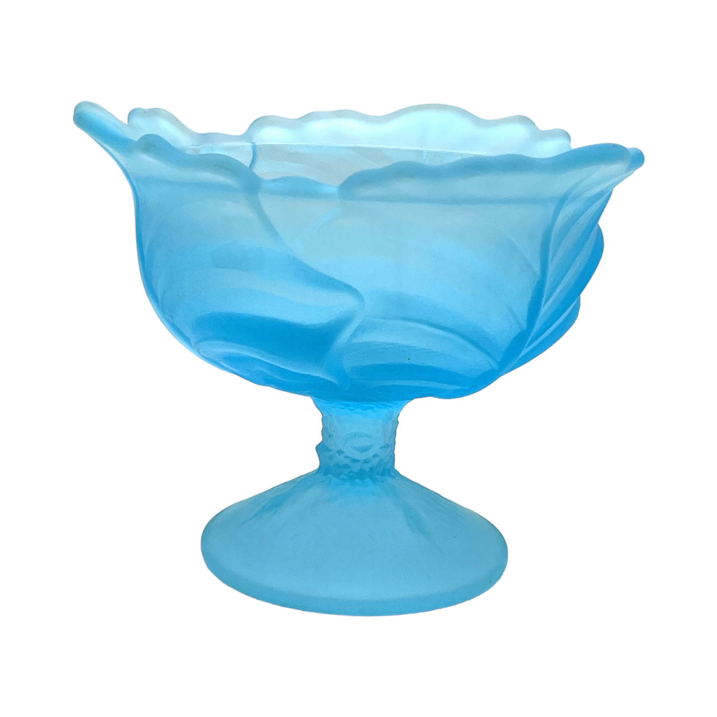 Viking Art Glass -  Blue Satin Glass Leaf - Without Lid  - 5"