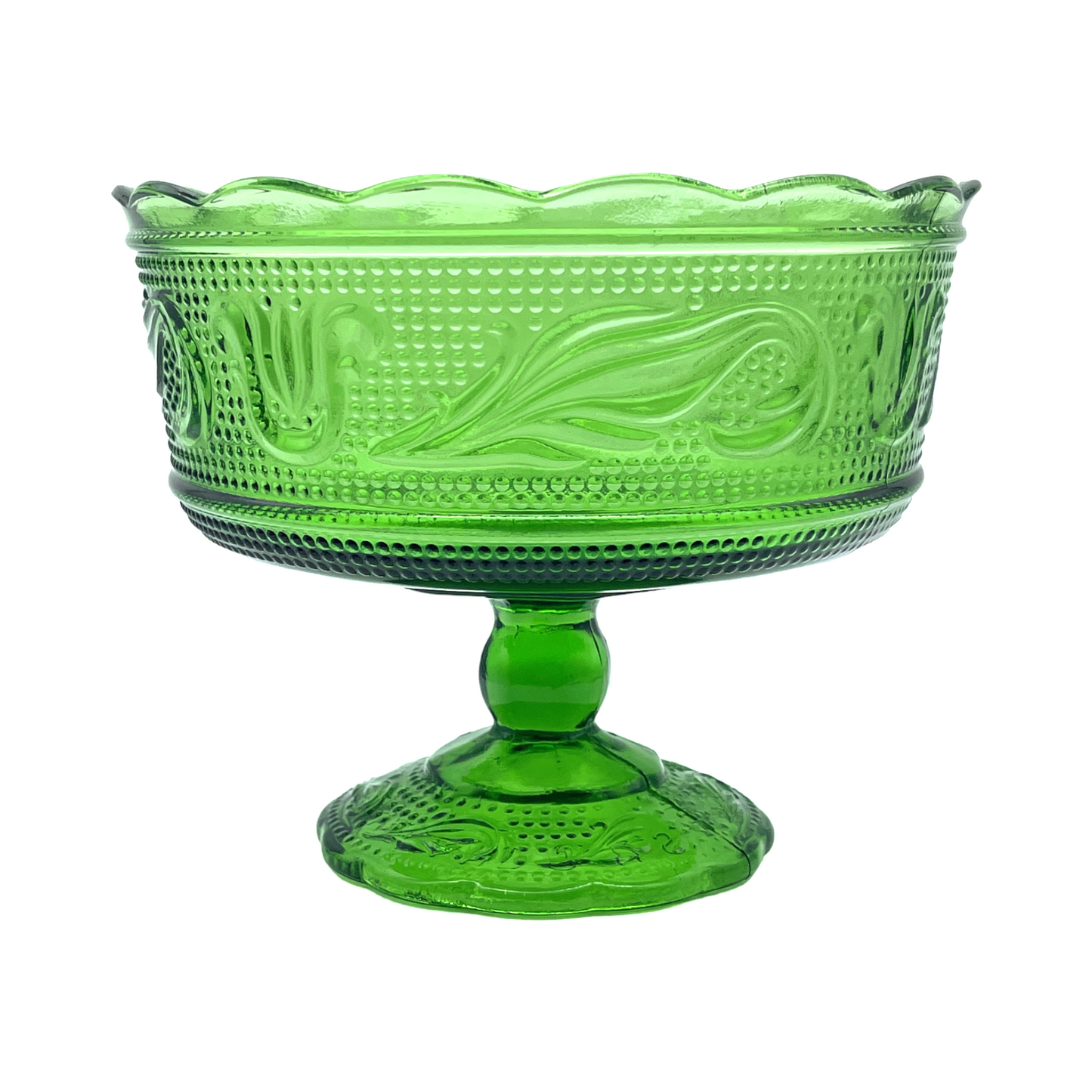 EO Brody Co - Pennsylvania Dutch Glass Compote Emerald Green - Vintage - 5.25"