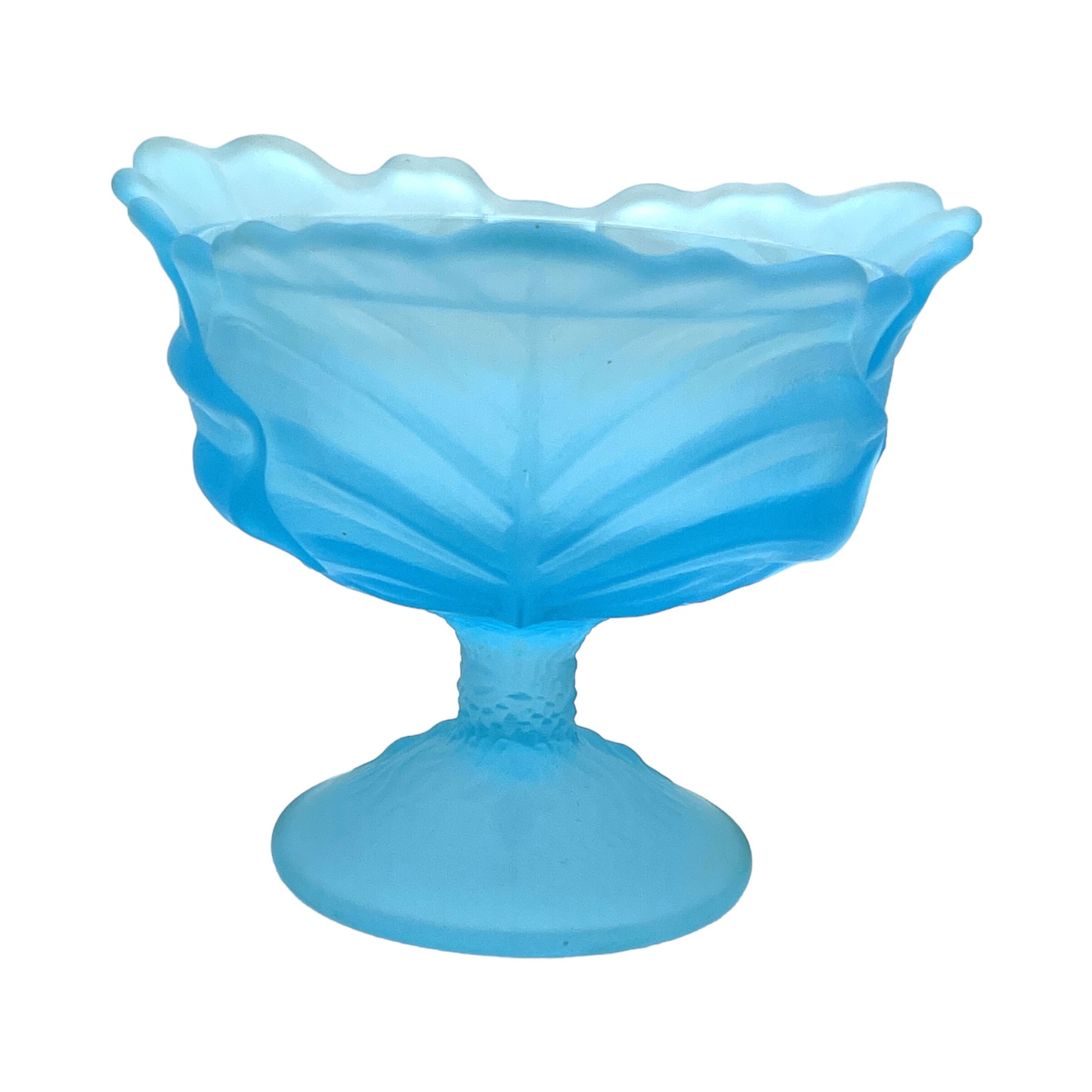 Viking Art Glass -  Blue Satin Glass Leaf - Without Lid  - 5"