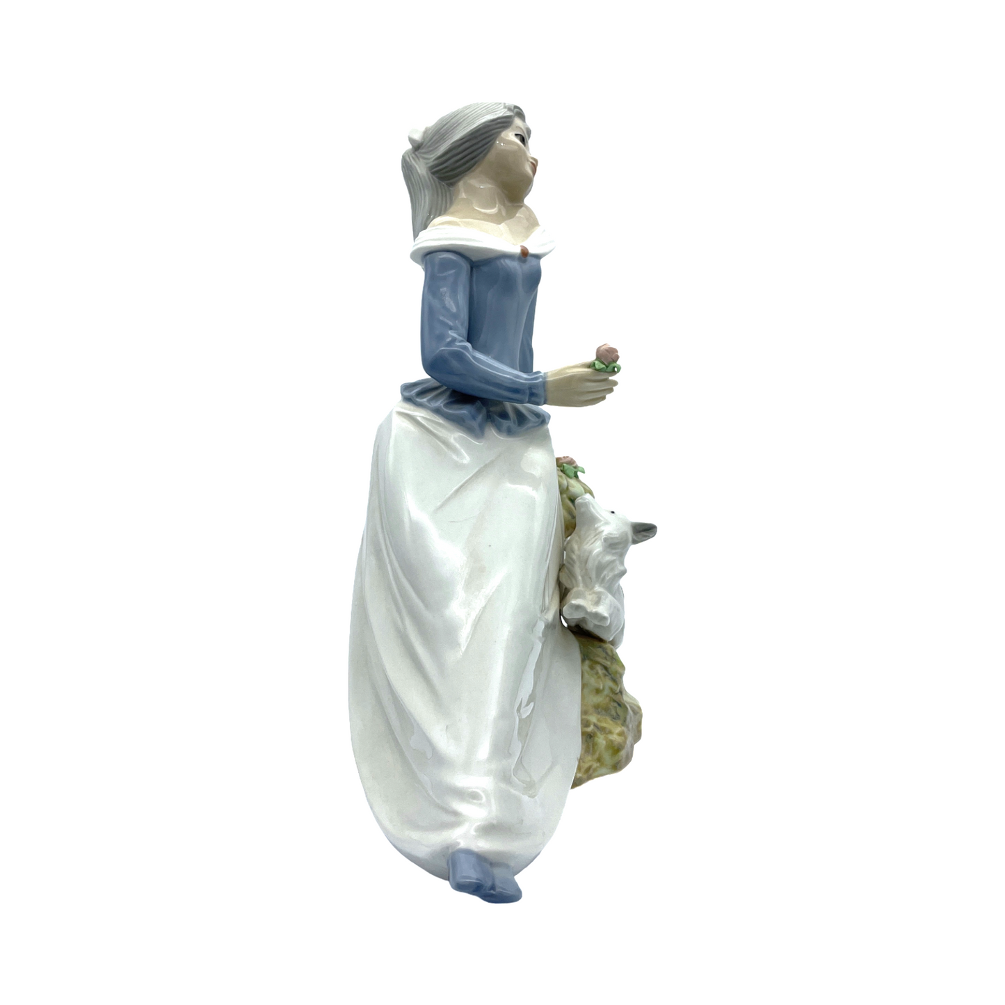 Tengra Porcelain -  Lady & Dog Figurine - Large - 11.5"