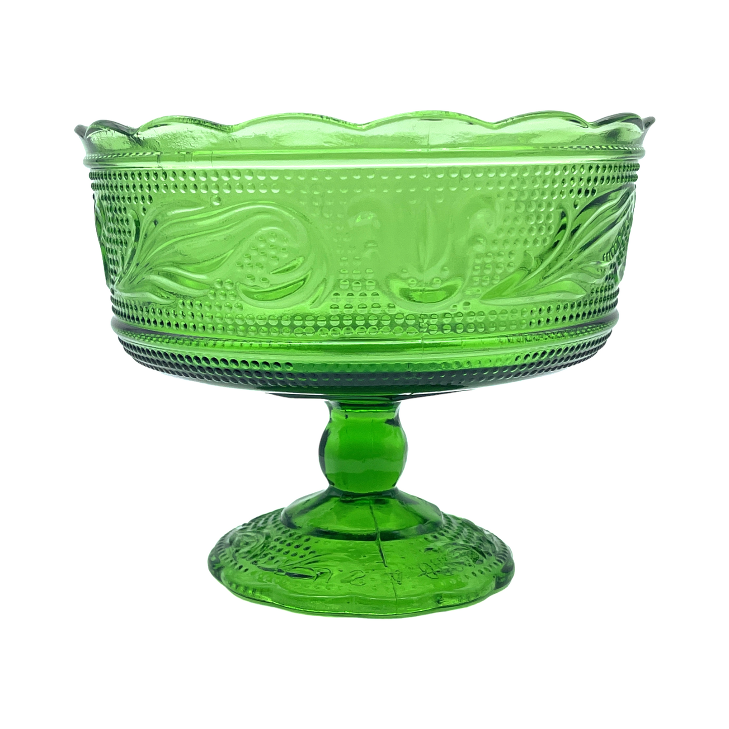 EO Brody Co - Pennsylvania Dutch Glass Compote Emerald Green - Vintage - 5.25"