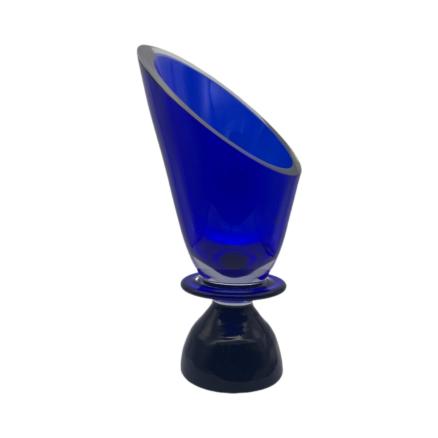 Ethereal Azure - Handcrafted Cobalt Blue Vase with Golden Shimmer - Signed - 12"