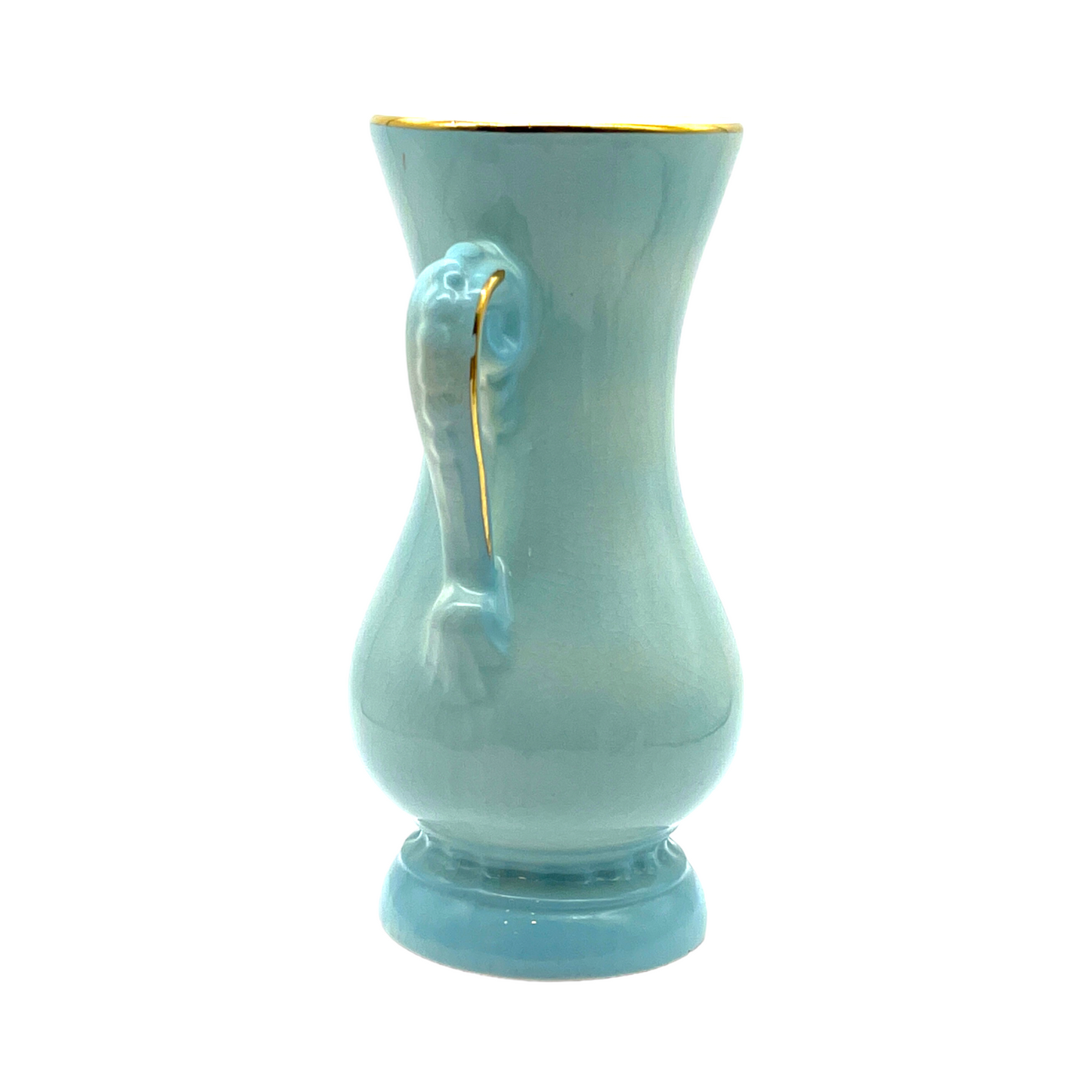 Royal Copley - Light Blue Beauty Vase With Gold Trim - Vintage - 6.25"
