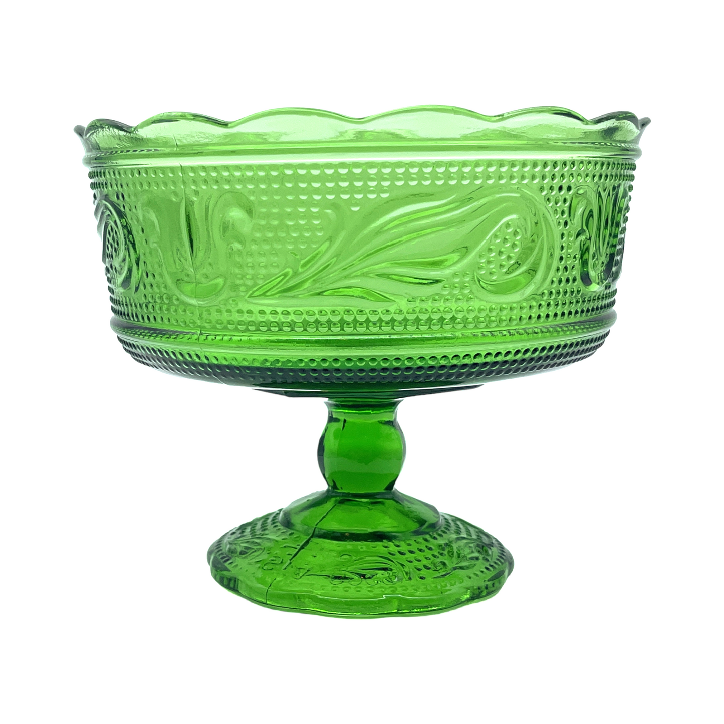 EO Brody Co - Pennsylvania Dutch Glass Compote Emerald Green - Vintage - 5.25"