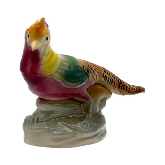 Royal Copley - Pheasant On Tree Stump Figurine - Vintage - 5"