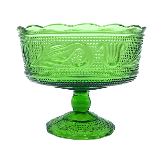 EO Brody Co - Pennsylvania Dutch Glass Compote Emerald Green - Vintage - 5.25"