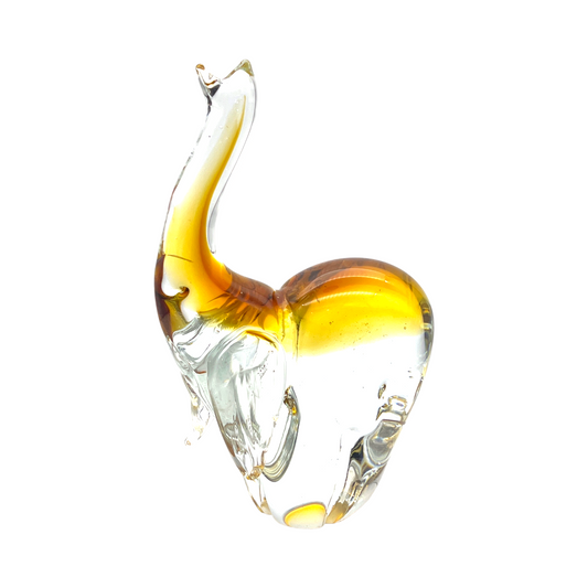Murano - Elephant Sculpture - Clear & Brown - 8"