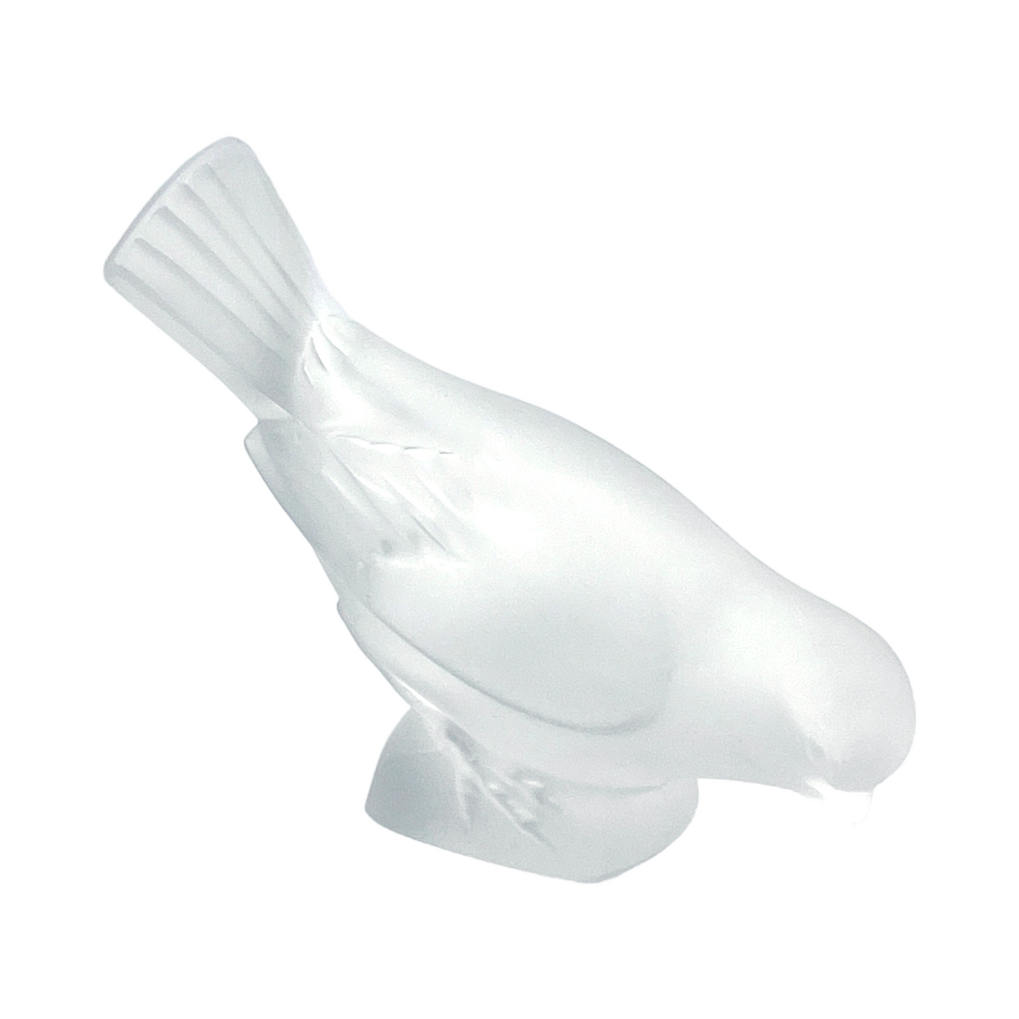 Lalique Crystal - Sparrow Head Down Figurine - Signed Lalique - 4"