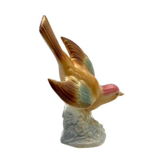 Royal Copley - Swallow Pink Head - Brown Base - Vintage - 8.5"