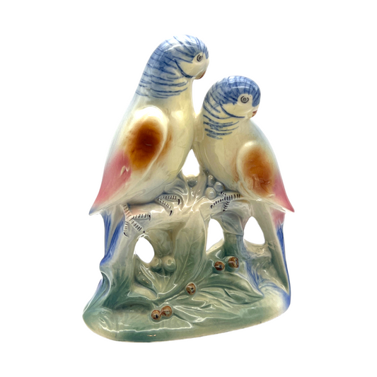 Spaulding China - Double Parakeet Figurine - Vintage - 7.25"