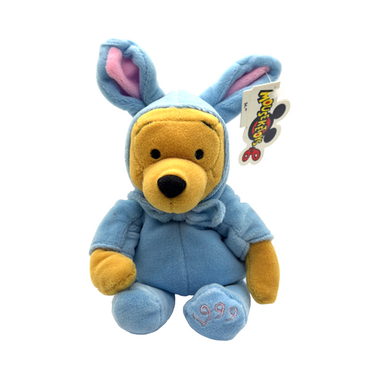 Disney Mouseketoys -  1999 Easter Bunny Blue Pooh - With Tag - Vintage - 8"