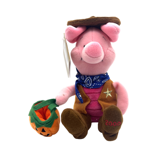 Disney Store -  Halloween Cowboy Piglet - Plush - 8" - Vintage - With Tag