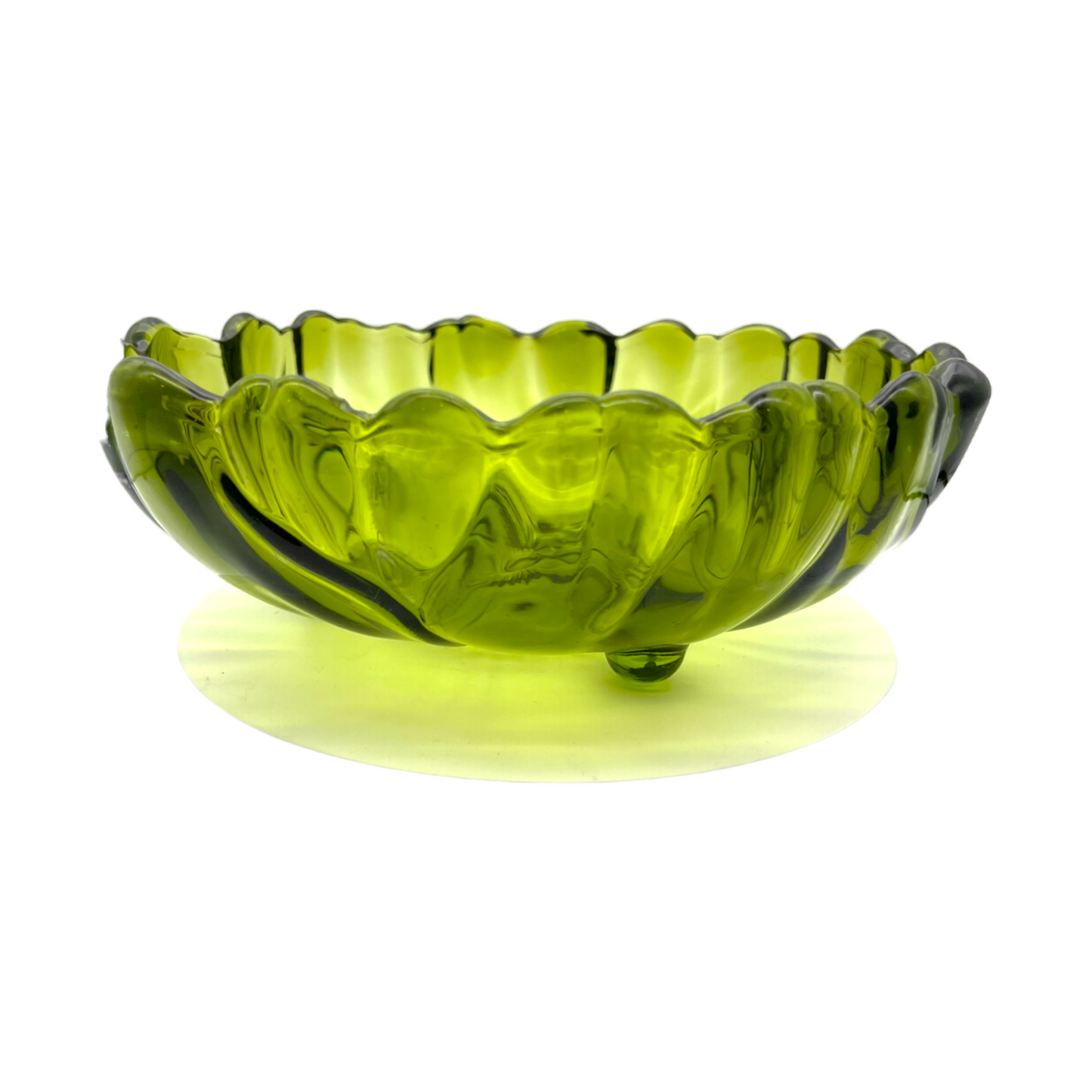 Indiana Glass- Green Fruit Bowl - Vintage - Large - 10.25"